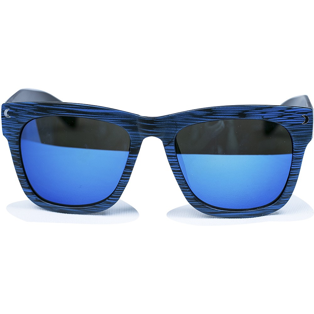 Fashion Moon Wooden View Model Blue Frame Blue Mirrored Sun Glasses