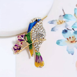 FashionMoon Cute Simple Magpie Bird Brooch with Synthetic Stone